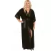 Длинный пеньюар plus size с изящным кружевом и атласным поясом кремовый 5X