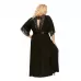 Длинный пеньюар plus size с изящным кружевом и атласным поясом кремовый 5X