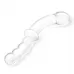 Стеклянный двусторонний фаллоимитатор 12,5’’ Girthy Double Sided Dong With Anal Bead Grip Handle - 32 см прозрачный 