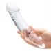 Прозрачный двухголовый стимулятор с рельефом 10,5  Girthy Realistic Glass Double Dong - 26,7 см прозрачный 