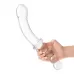 Стеклянный двусторонний фаллоимитатор 12,5’’ Girthy Double Sided Dong With Anal Bead Grip Handle - 32 см прозрачный 