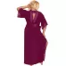 Длинный пеньюар plus size с изящным кружевом и атласным поясом кремовый 5X