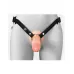 Телесный полый страпон на черных ремнях Hollow Silicone Strap-on - 17,8 см телесный с черным 