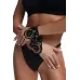 Черные кожаные наручники с клепками, кольцами и золотистой фурнитурой черный с золотистым 