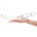 Изогнутый стеклянный фаллоимитатор 12’’ Girthy Ribbed G-Spot Glass Dildo With Handle Grip Double Ended - 30 см прозрачный 